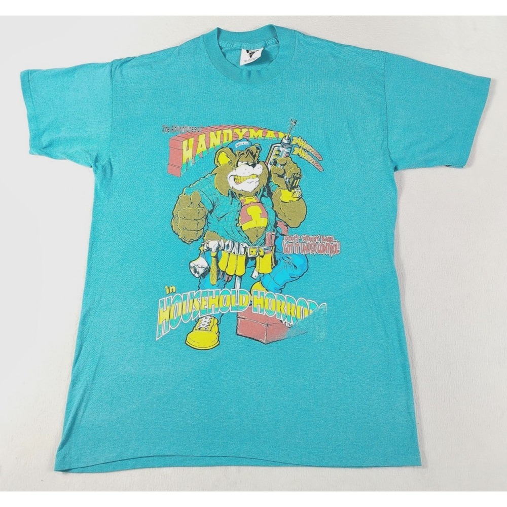 Vintage SSI Handyman Shirt Mens Medium Household Horrors Cartoon Graphic Tee